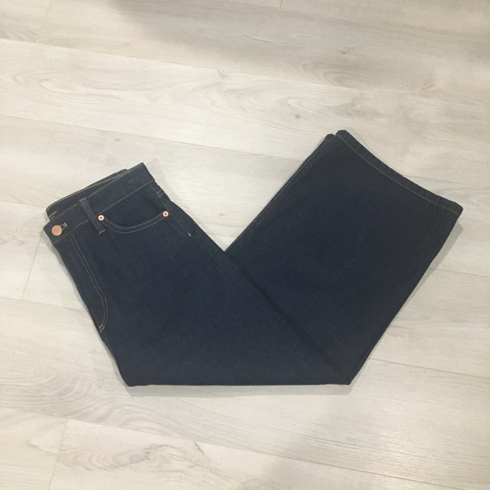 BANANA REPUBLIC Premium Denim High-Rise Wide-Leg Crop Jeans, Size 26